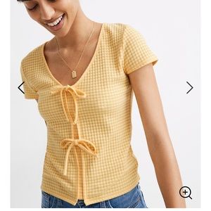 Madewell Gingham Bow-Front Tee